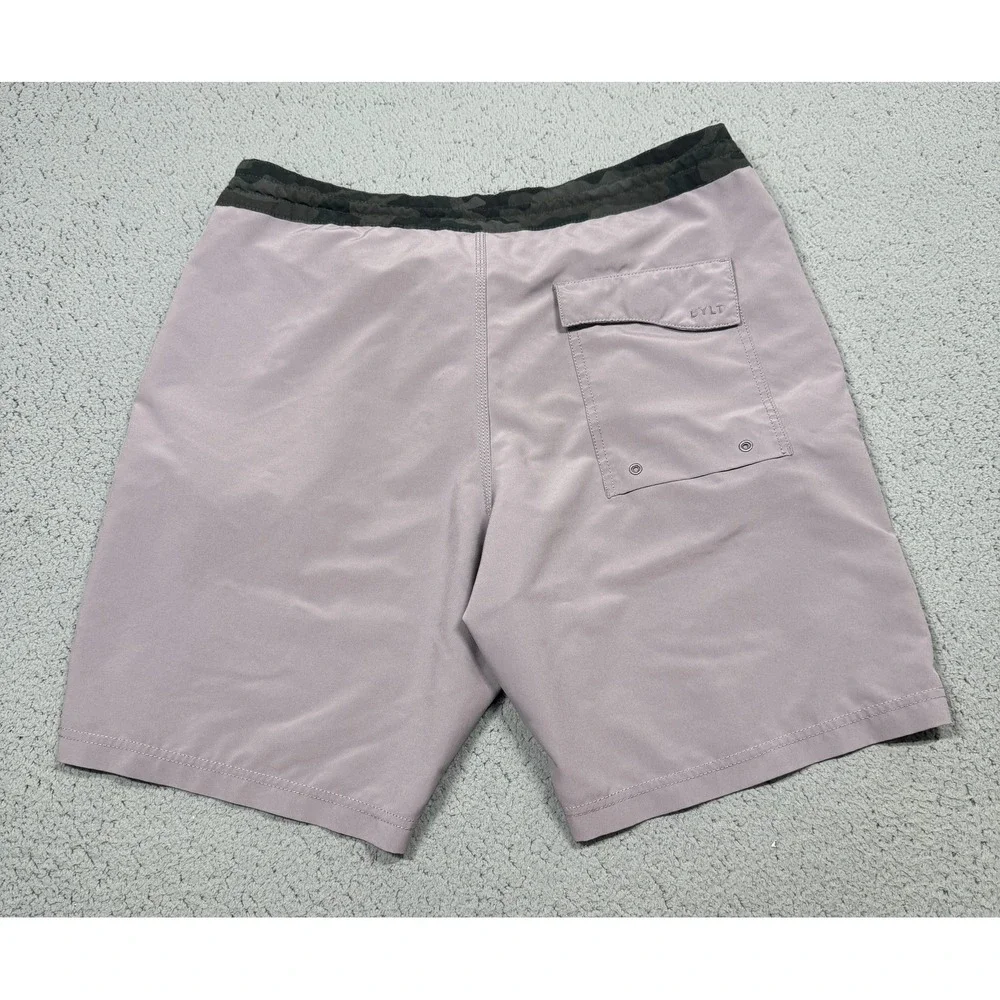 BYLT Board Shorts Mens L Purple Solid Swim Trunks Drawstring‎ Pockets Quick Dry